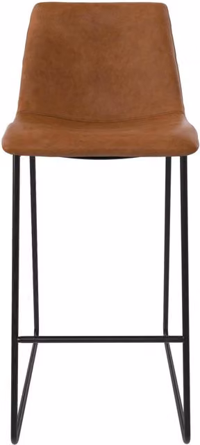 Dorel Home Bowden Mid-Century Bar Stool in Brown Synthetic Leather with Metal Frame