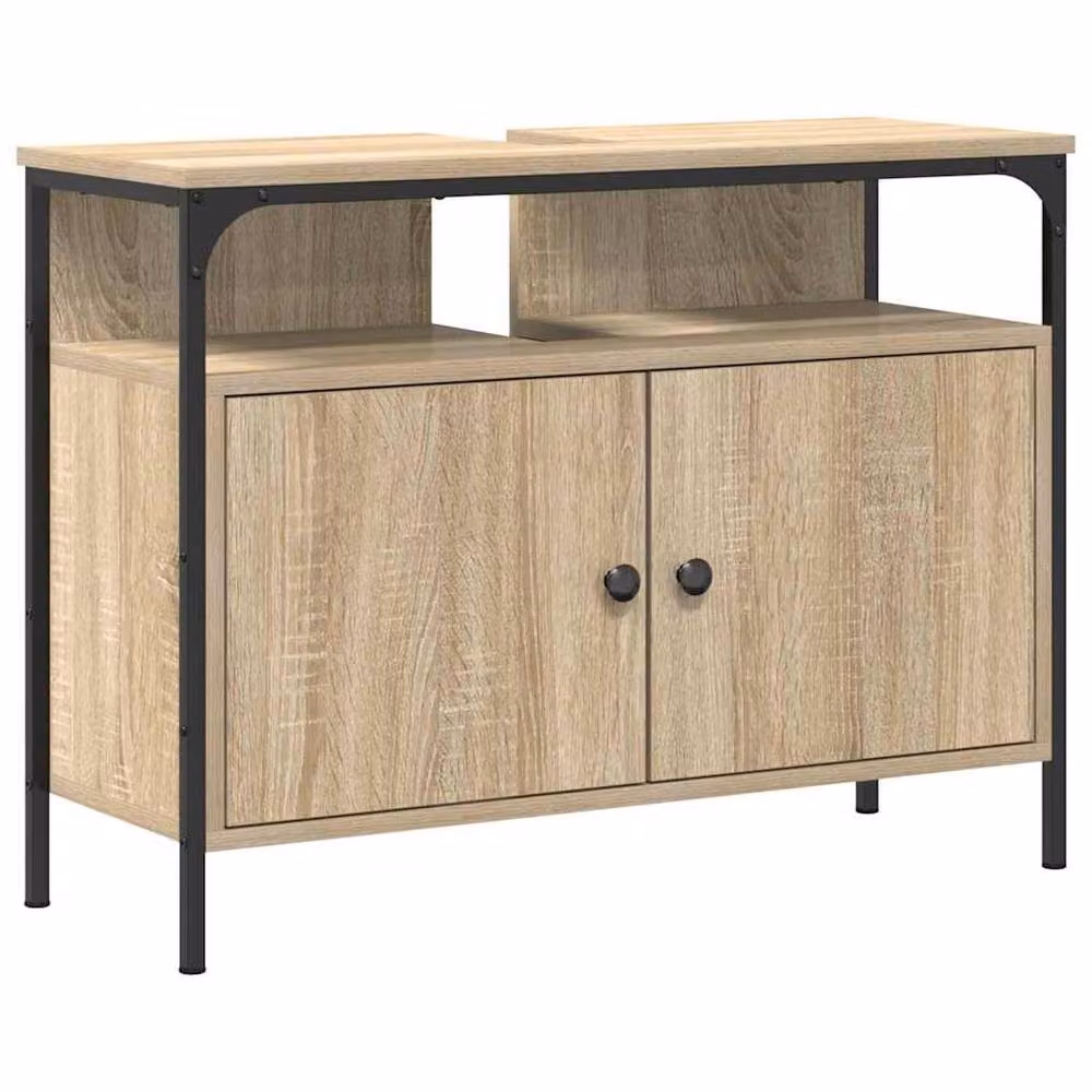 Berkfield Home Sonoma Oak Bathroom Sink Cabinet in Light Tan, W: 80 cm, D: 30 cm, H: 60 cm – 2