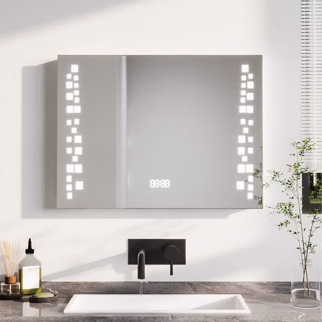Komore Anti-fog LED Wall Mirror in White