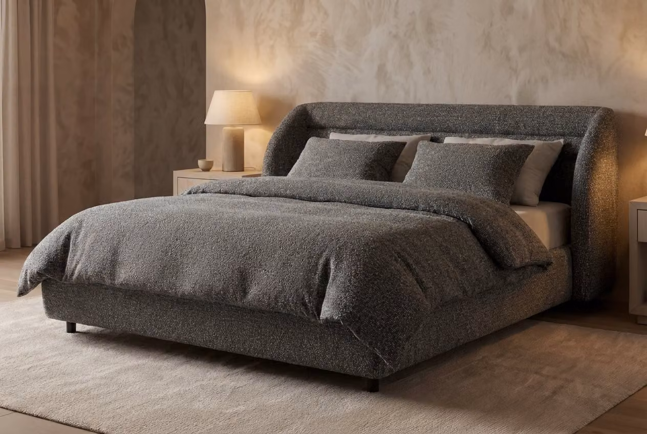 Araco Atelier Drift Upholstered Bed in Grey Cinder