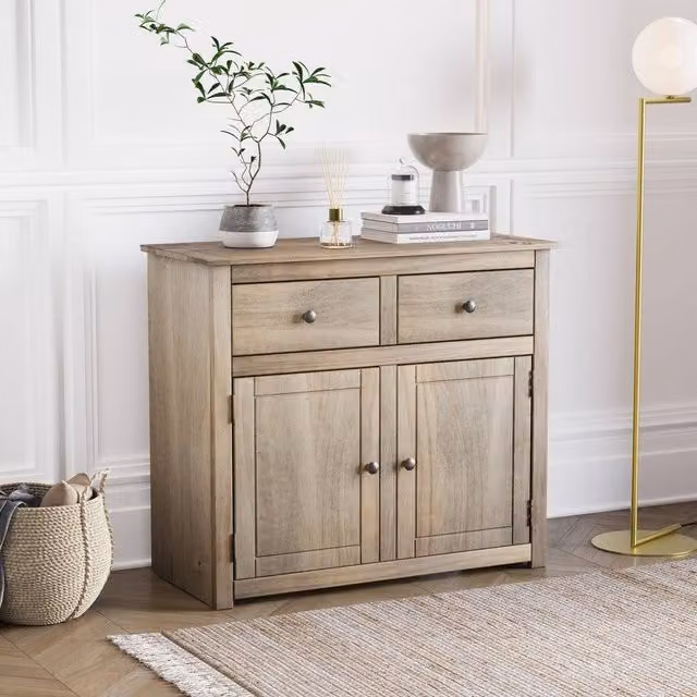 HD Designs Panama Brown Rustic Wood 2 Door 2 Drawer Sideboard