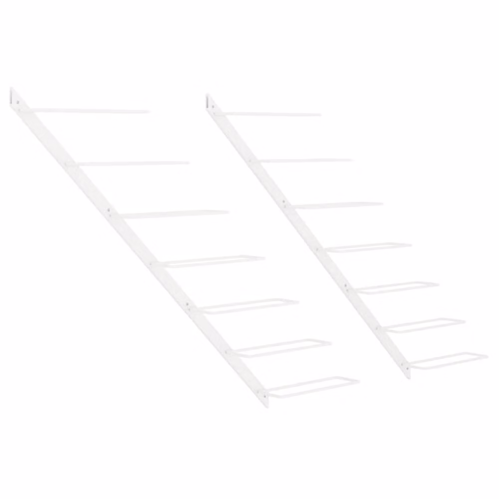 Berkfield Home Wall-mounted Metal Wine Rack for 7 Bottles, 2 Pack, White – 2