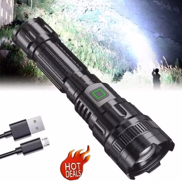 NESTLUNE USB Rechargeable Mini LED Torch in Black