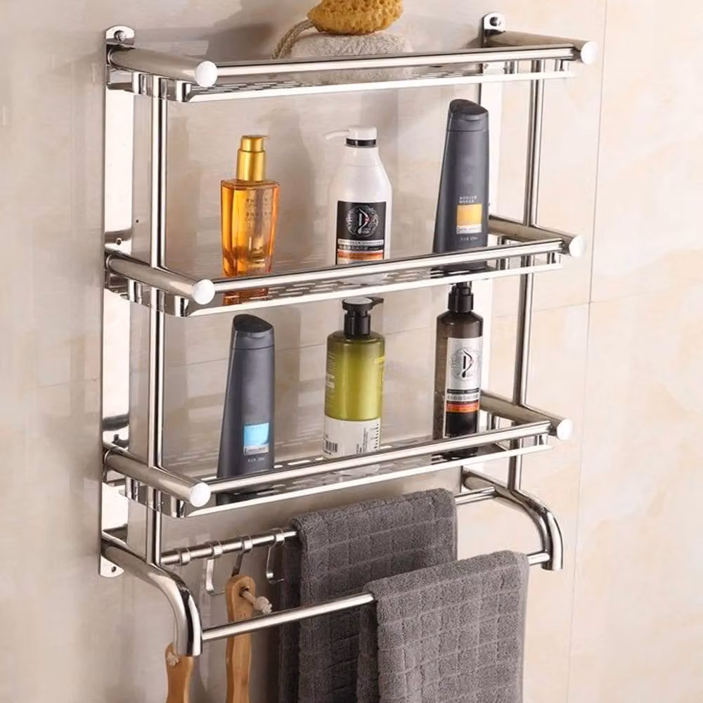 Kelvenix 3 Tier Stainless Steel Wall Mounted Bathroom Towel Rack in Silver – 2