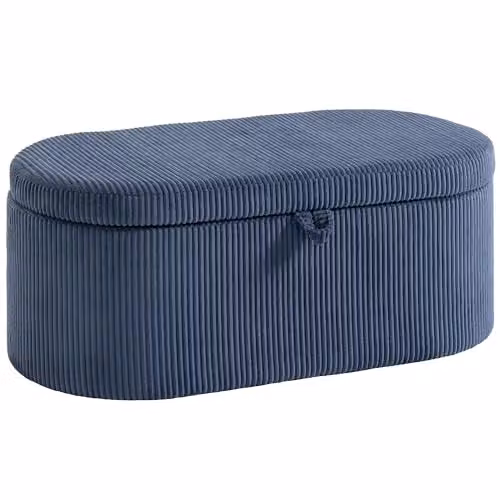 HOMCOM Corduroy Upholstered Storage Ottoman in Blue, W/D/H: 105 x 51 x 49 cm