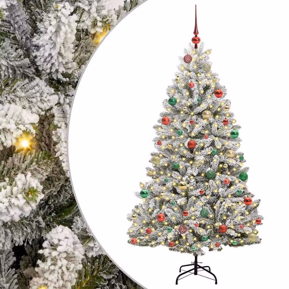 Berkfield Home Artificial Christmas Tree in Green and White, Height: 180 cm – 2