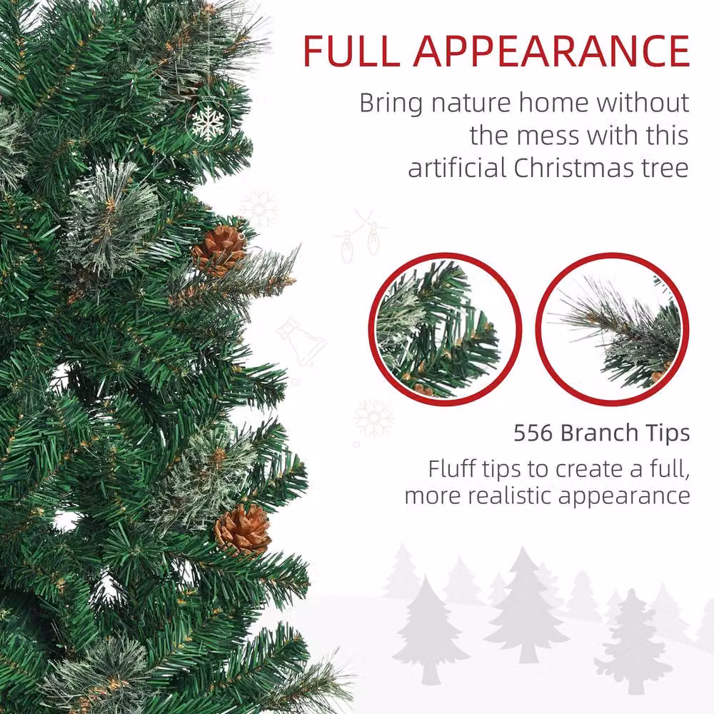 STILVORA Unlit Artificial Christmas Tree with Pine Cones, Green – 5