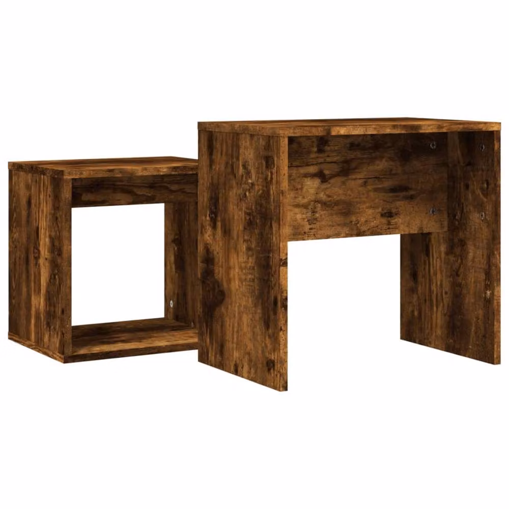 Berkfield Home Nesting Coffee Tables, 2 Piece Set in Smoked Oak Brown Engineered Wood – 6