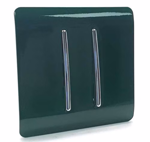 Trendi Modern 2 Gang Retractive Home Automation Switch in Green and Chrome – 2