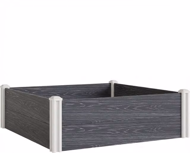 Outsunny Modular Vinyl Raised Garden Bed Kit in Dark Grey, W/D/H: 91.44 x 91.44 x 30.48 cm