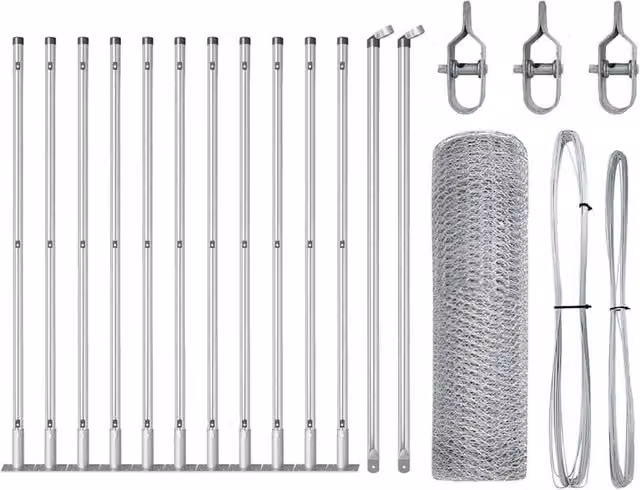 Berkfield Home Hexagon Fence in Silver Galvanised Steel, W: 0.6 m, L: 25 m – 1