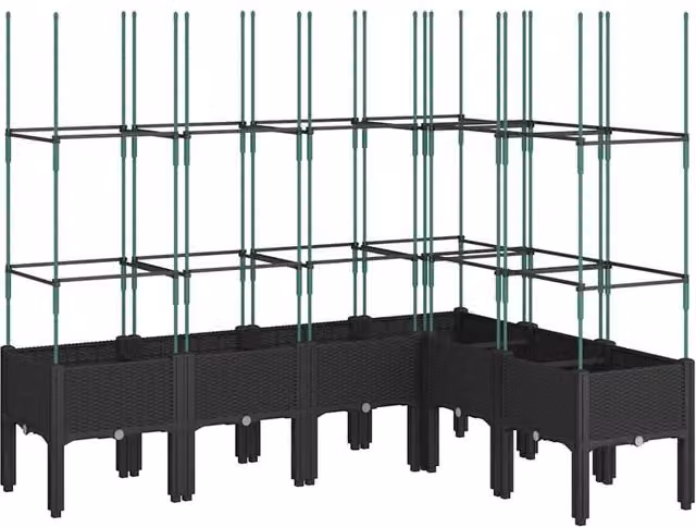 Berkfield Home Garden Planter with Trellis in Black, W/D/H: 160 x 120 x 142.5 cm