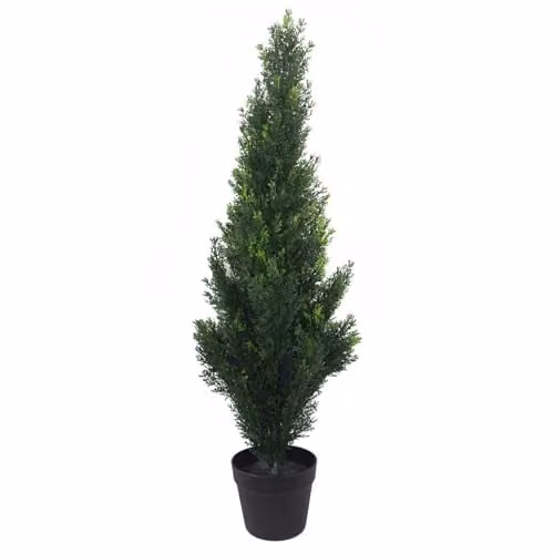 Botanik Realistic Artificial Green Topiary Tree in Metal Pot, H 90 cm x W 25 cm x D 25 cm