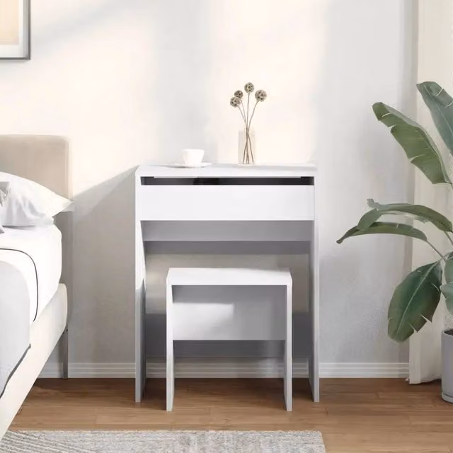 EONLION White Dressing Table with Stool, Width: 100 cm