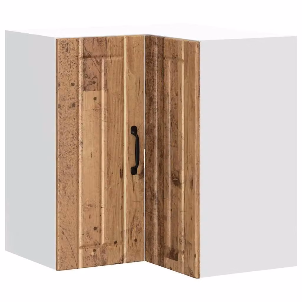 Berkfield Home Lucca Wall Mounted Kitchen Corner Cabinet in Brown Old Wood – 1