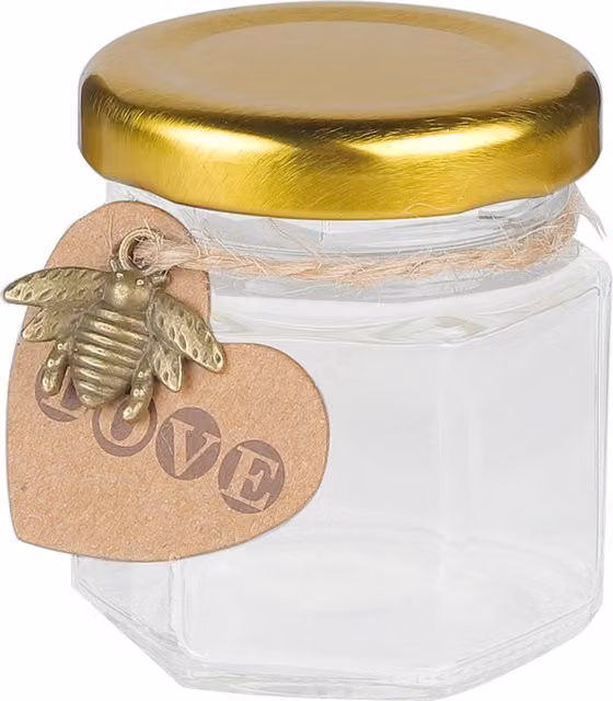 Livingandhome Set of 20 Transparent Glass Jam and Honey Jars with Gold Screw Lids