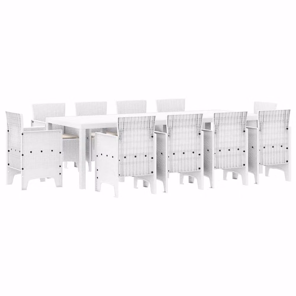 Berkfield Home 11 Piece White Poly Rattan Garden Dining Set with Cushions – 2