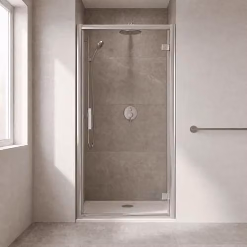 Balterley Hinged Shower Door with 6mm Clear Toughened Glass in Silver – 2