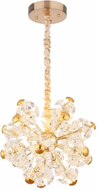 Netlighting Floriella Pendant Light in Gold and Transparent Crystal Glass with LED Warm White 3000K