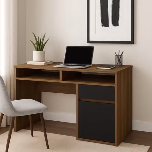 DECOROTIKA Isla Modern Computer Desk in Brown and Black – 3