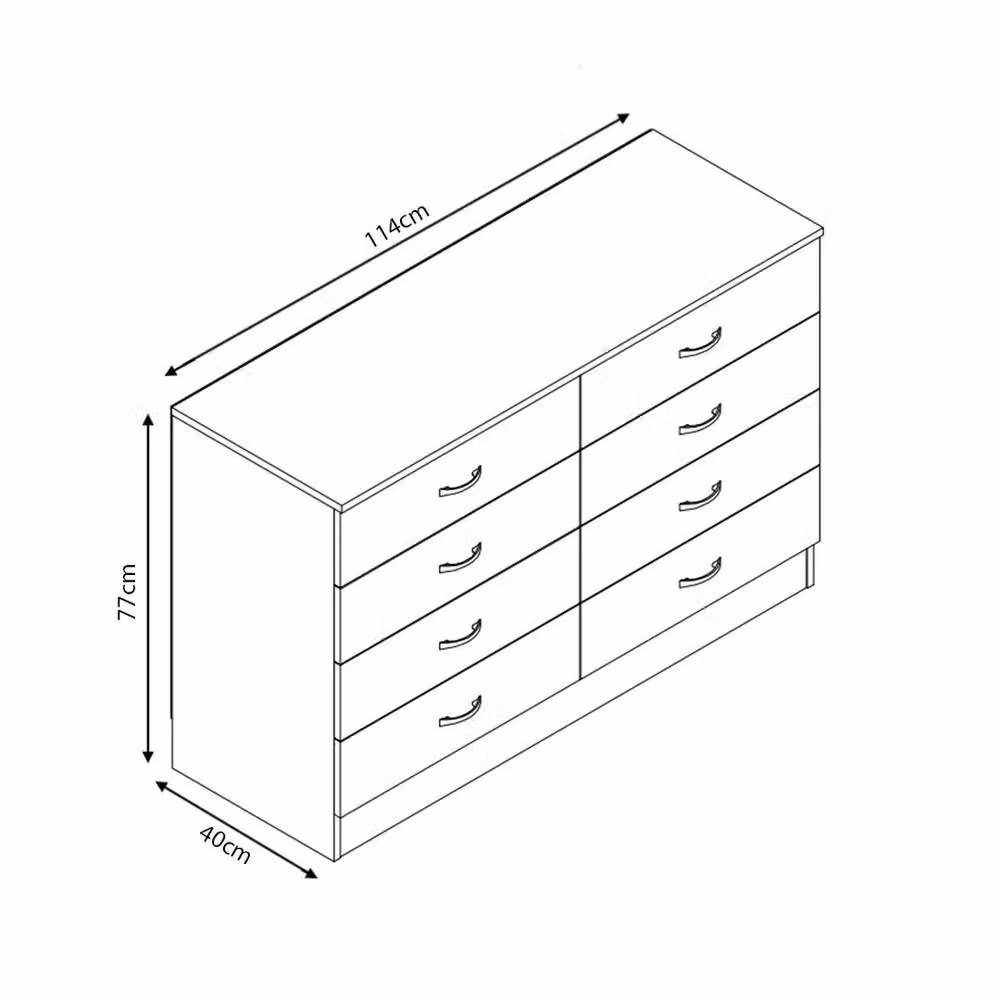 FORGEVIO Modern 8 Drawer Gloss White Chest of Drawers – 2
