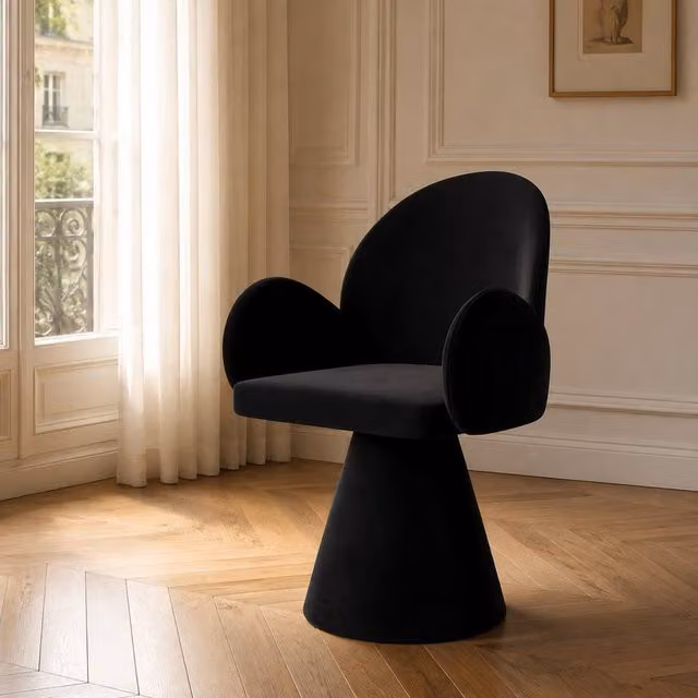 STILVORA Modern Rotating Stool in Black Fabric