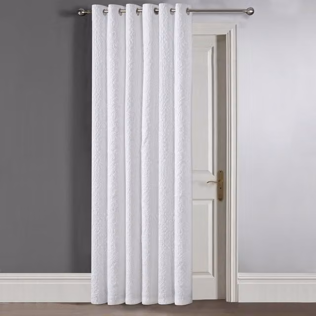 Velosso White Opaque Fabric Panel Curtain with Rod Pocket