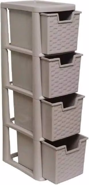 FORGEVIO Mushroom Rattan Plastic Organizer in Stone Beige, Width: 50 cm – 1