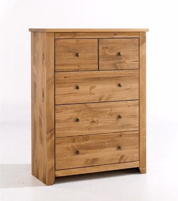 LPD Home Havana Solid Pine Chest of Drawers in Brown Waxed Finish – 4