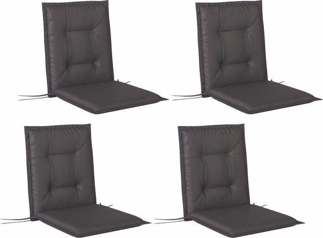 Outsunny Set of 4 Modern Rectangular Outdoor Seat Cushions with Backrest and Tie Cords in Grey
