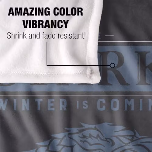 Warner Bros. Game of Thrones House Stark Sigil Super Soft Fleece Throw Blanket, Multicolour, W: 91.44 cm x L: 147 cm – 3