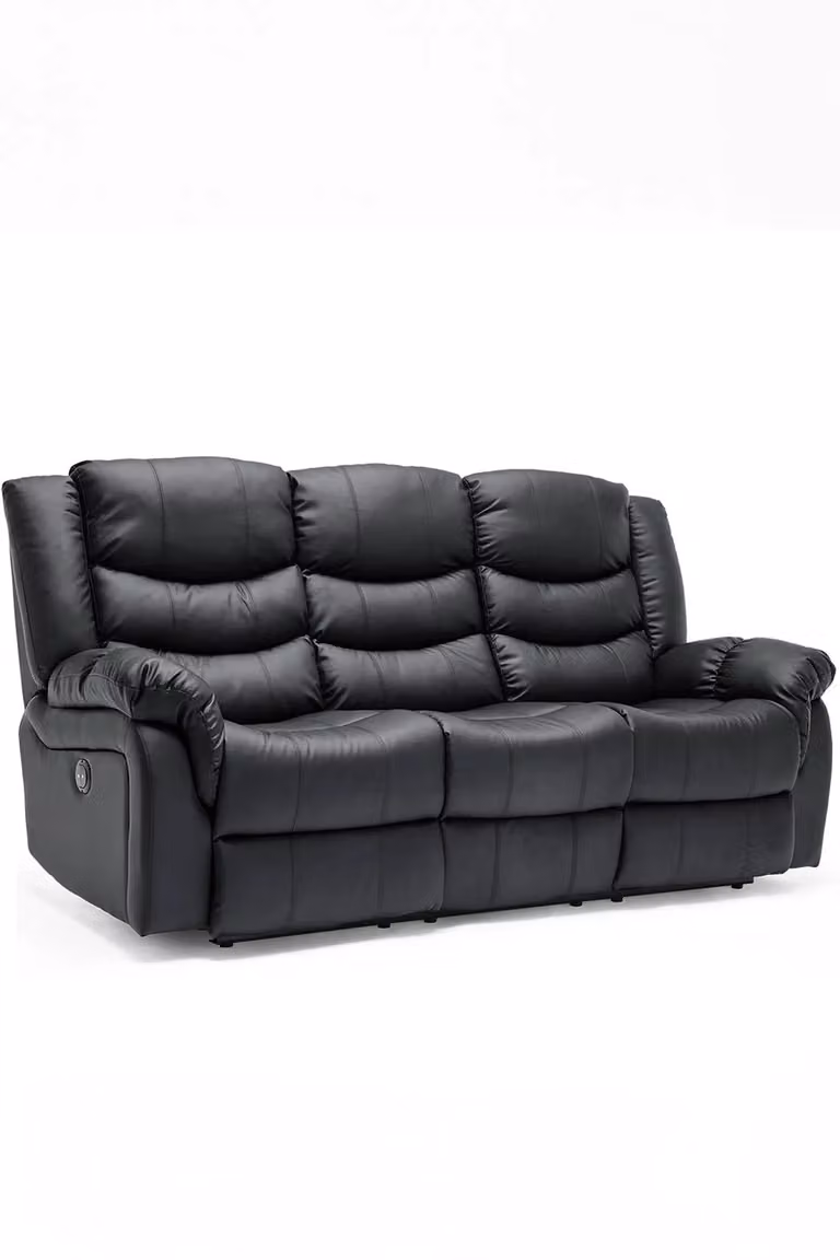 More4Homes Seattle 1+3 Seater Electric Recliner Sofa Set in Black Bonded Leather