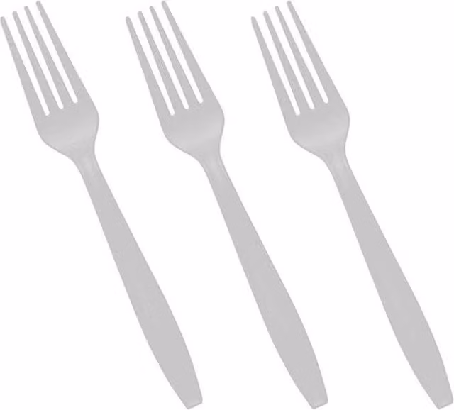 ECONX Heavy Duty Reusable Plastic Forks in White, 200 Pieces
