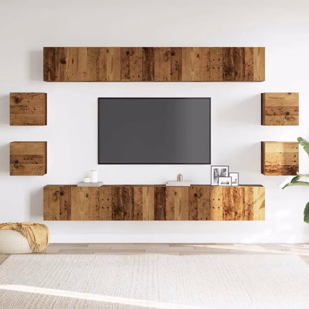 Berkfield Home Wall Mounted TV Cabinet in Brown Old Wood Engineered Wood – 3