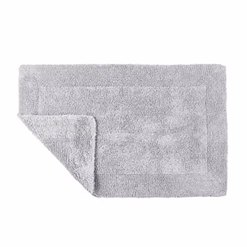 Allure Bath Fashions Elegance Reversible Heavyweight Cotton Bath Mat, W: 53 cm, D: 85 cm, Grey/Beige