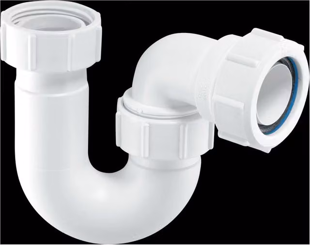 McAlpine BT4 50mm White Tubular Swivel P Trap with 1.25 inch Multifit Outlet
