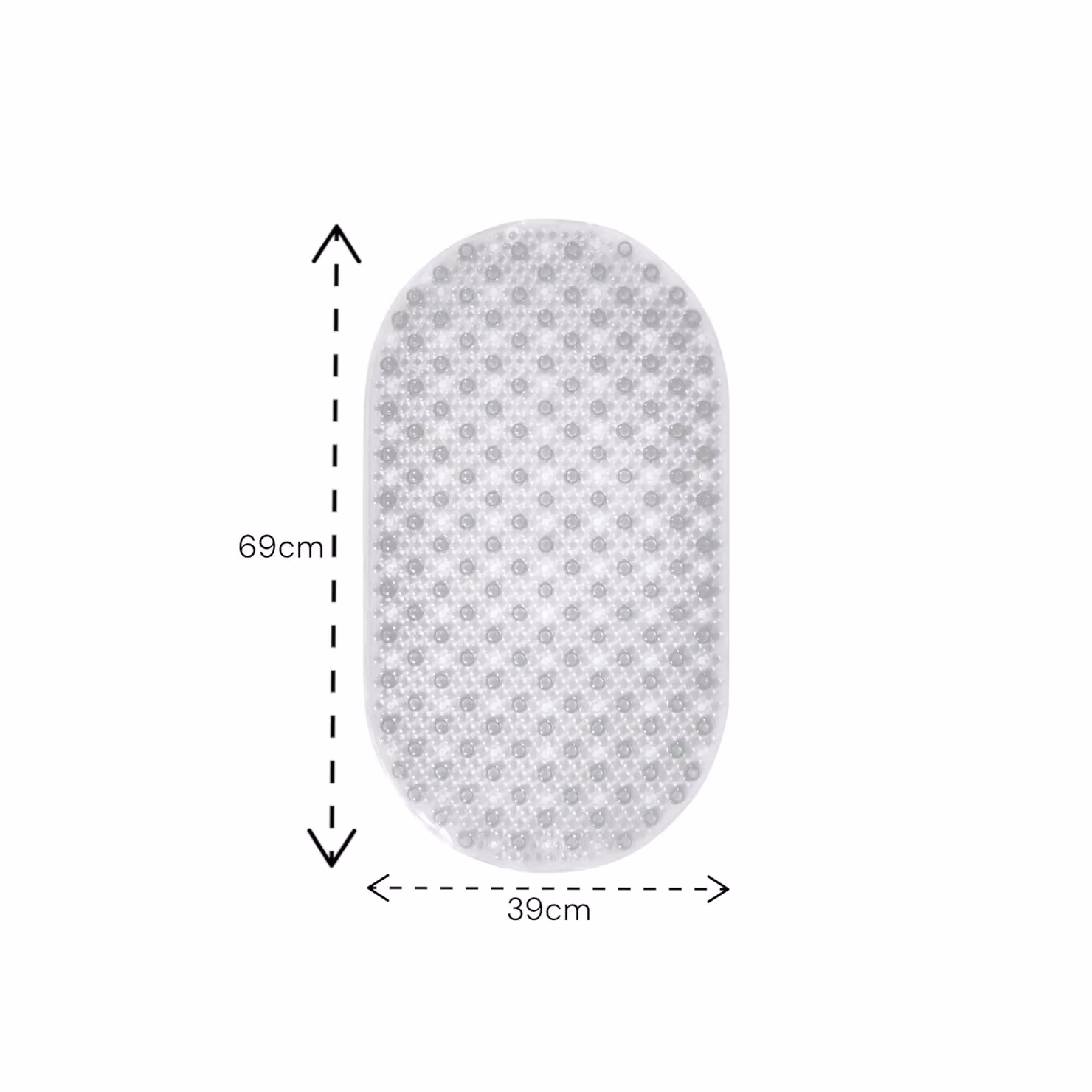 Showerdrape Cleo Oval Anti Slip Bath Mat, Transparent, W: 69 cm, D: 39 cm – 2