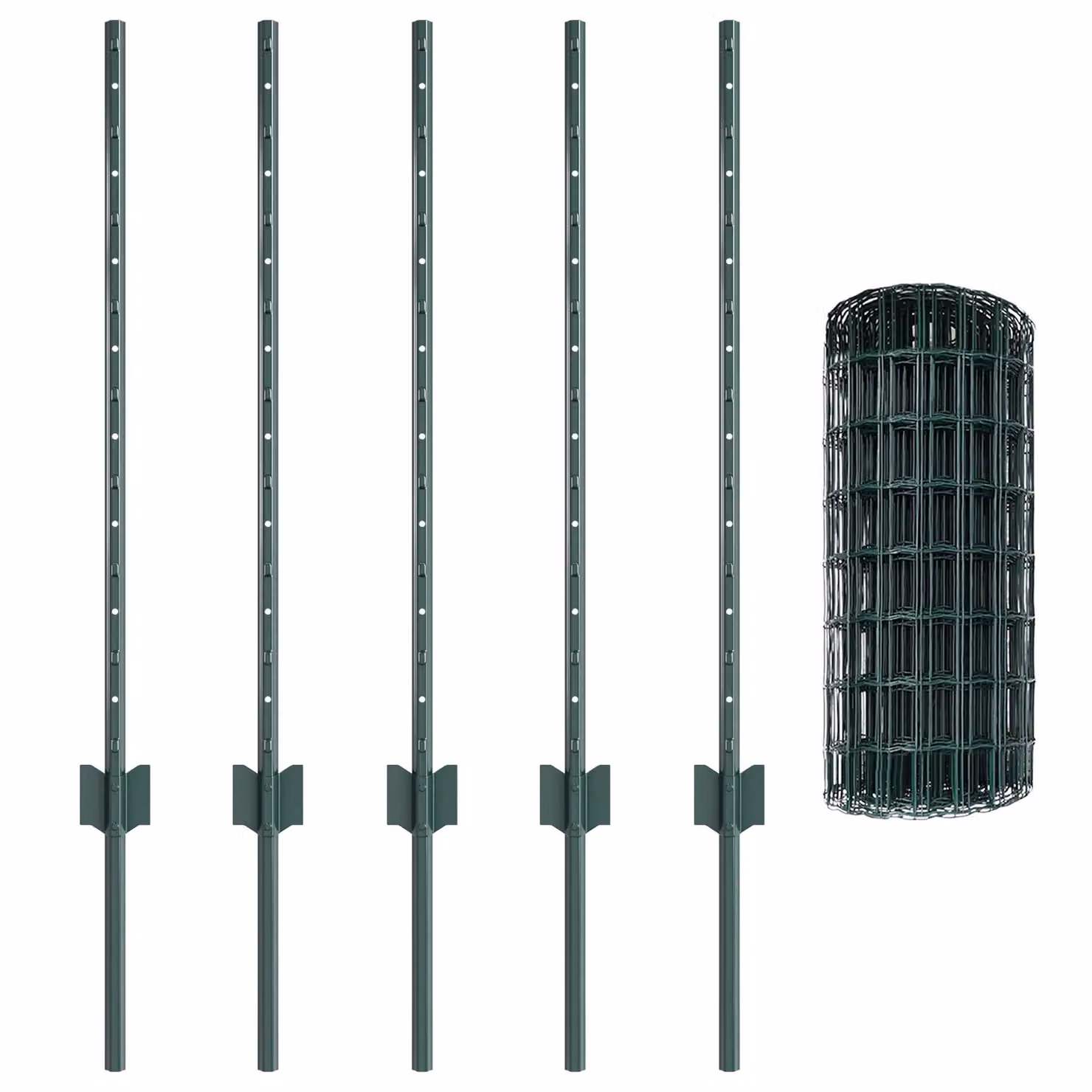 Berkfield Home Euro Fence Green Steel with 5 U Posts, 0.8 x 10 m – 3