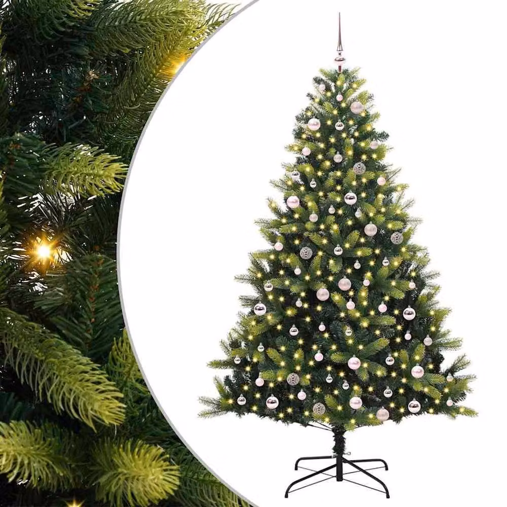 Berkfield Home Realistic Artificial Hinged Christmas Tree with 300 LEDs, Green, Height: 240 cm – 3