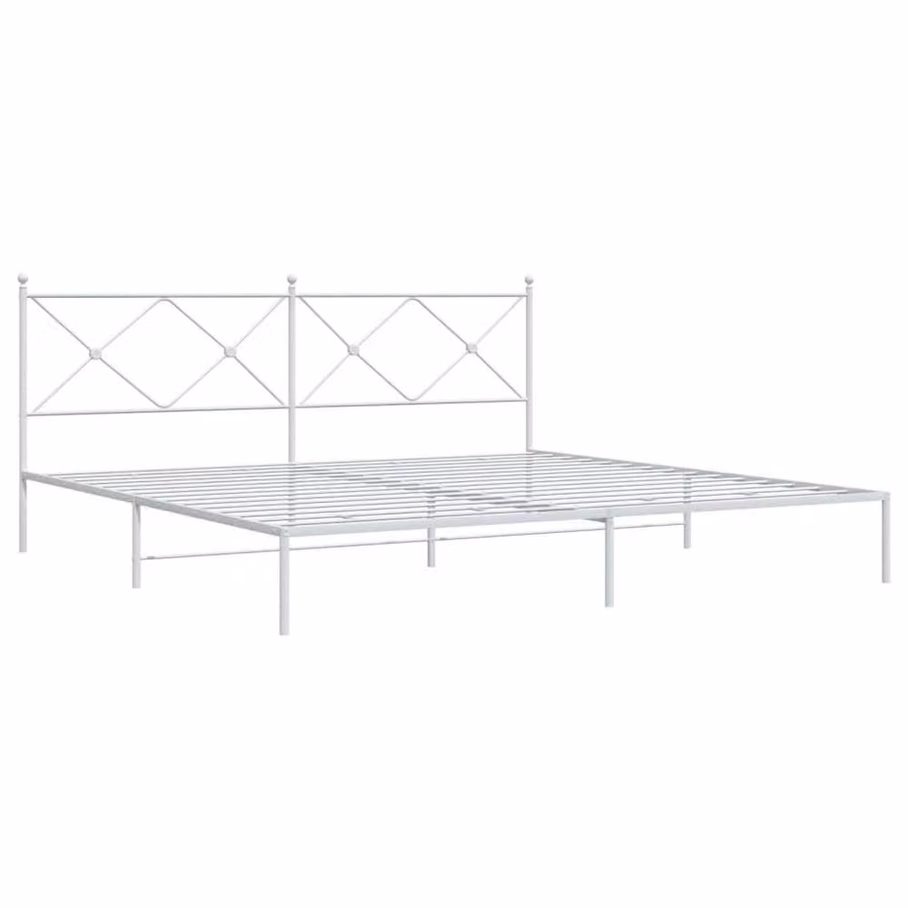 Berkfield Home Metal Bed Frame with Headboard, White, W/D/H: 200 x 200 cm – 3