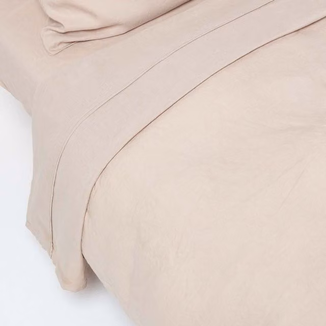 Homescapes Linen and Cotton Flat Sheet, Natural, 200 x 200 cm