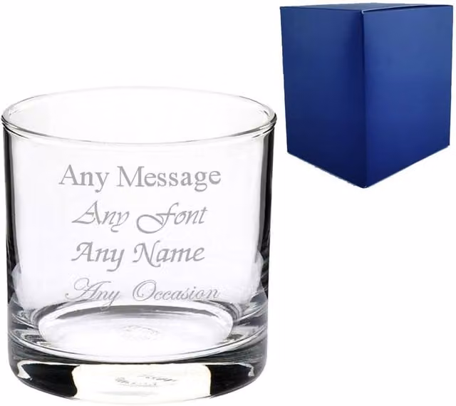 Uniqueful Personalised Old Fashioned Whisky Tumbler, Clear, 290ml