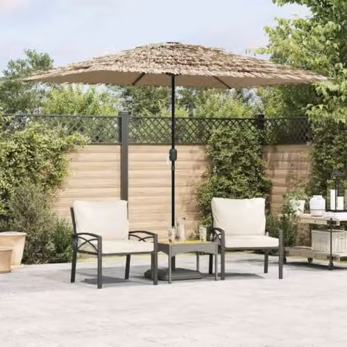 vidaXL Garden Parasol in Brown with Steel Pole and Polyester Canopy, W/D/H: 268 x 268 x 226 cm – 2