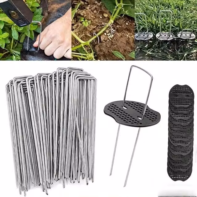 SPETLEK 200 Weed Control Mat Membrane Pegs in Silver, Galvanised Steel, 100g