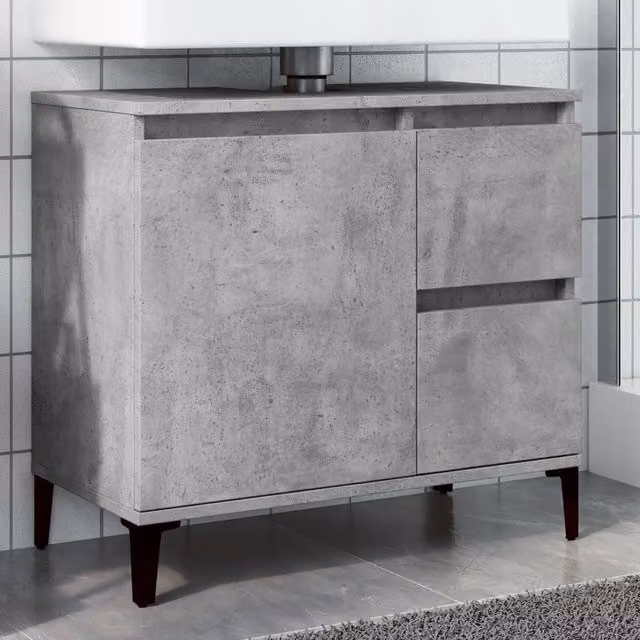 Berkfield Home Sink Cabinet in Concrete Grey, W/D/H: 65 x 33 x 60 cm