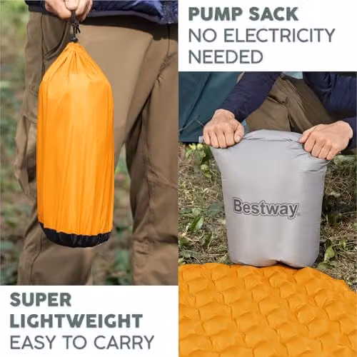 Bestway RidgeLite Insulated Inflatable Camping Mummy Sleeping Mat, Large, Orange – 3