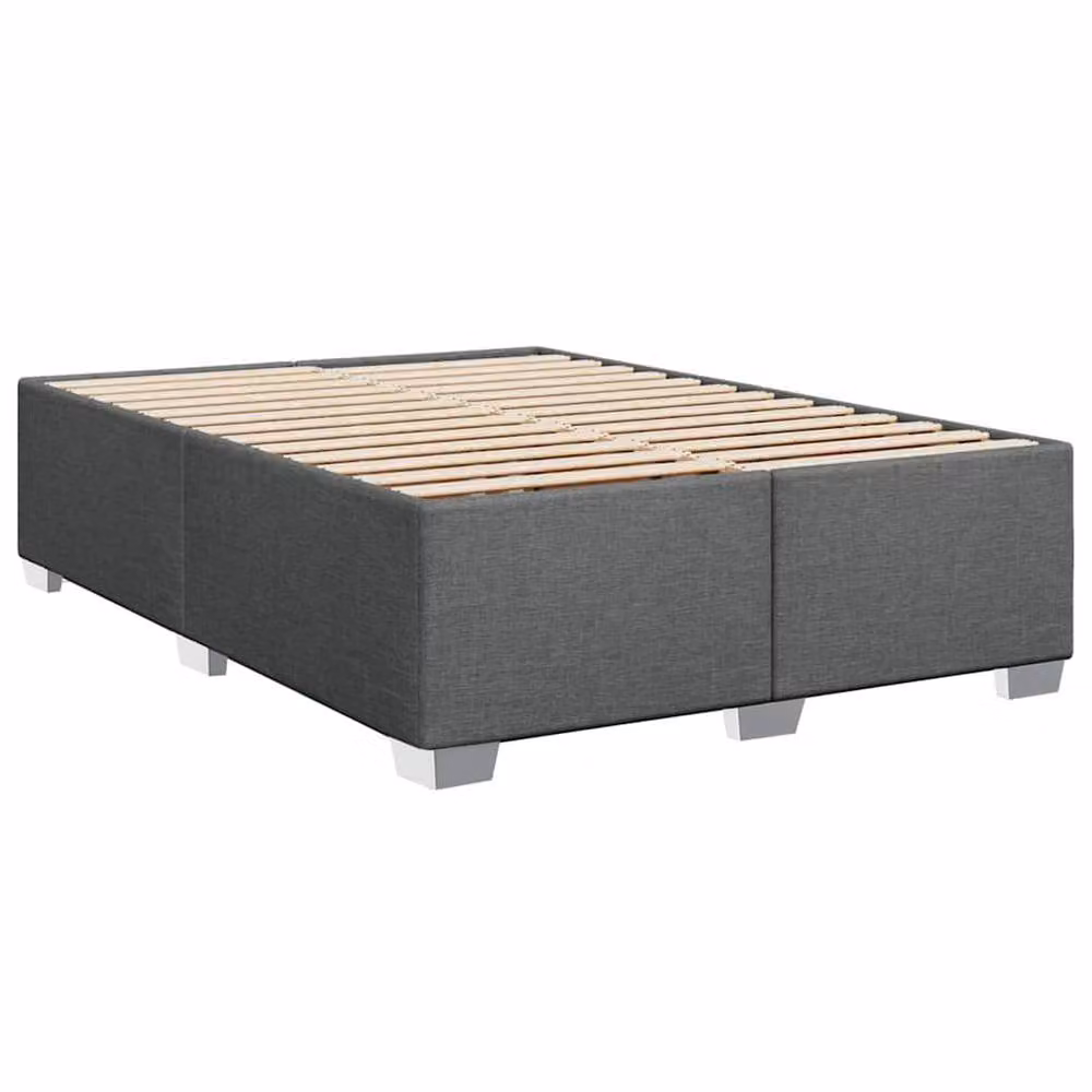 Berkfield Home Upholstered Fabric Bed Frame in Dark Grey, Double (140 x 200 cm) – 3