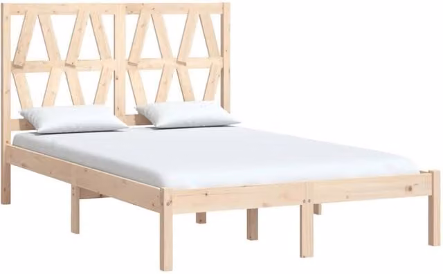 Berkfield Home Beautiful Bed Frame in Natural Solid Pine, W/D/H: 120 x 200 cm