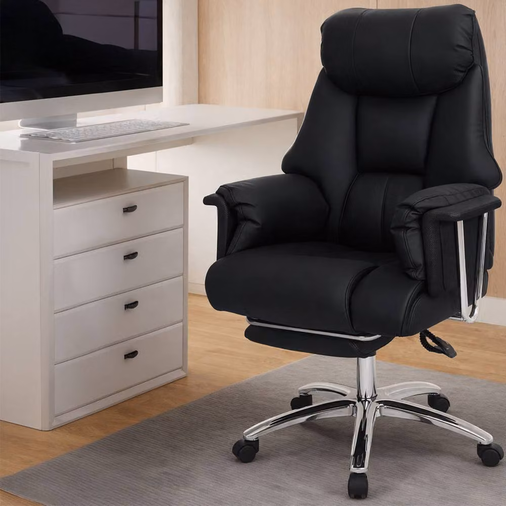 Levede Executive Office Chair in Black with Footrest, Ergonomic PU Leather Recliner and 360 Degree Swivel – 11