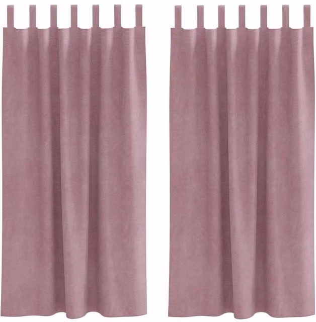 Berkfield Home Pink Polyester Opaque Fabric Panel Curtains W: 140 cm, H: 175 cm – 1